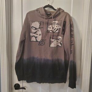 Naruto Shippuden Gray/Black Anime Ombre Hoodie- Sz Large